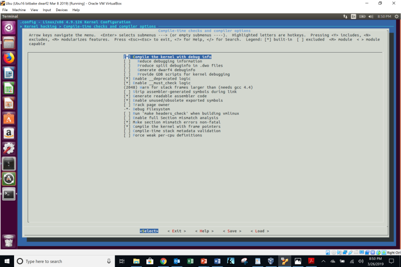Menuconfig compile the kernel with debug info